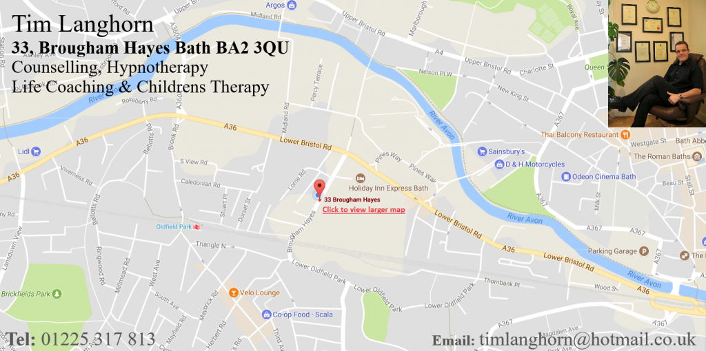 Find address details and location for Tim Langhorn Hypnotherapist Bath 33, Brougham Hayes BA23QU